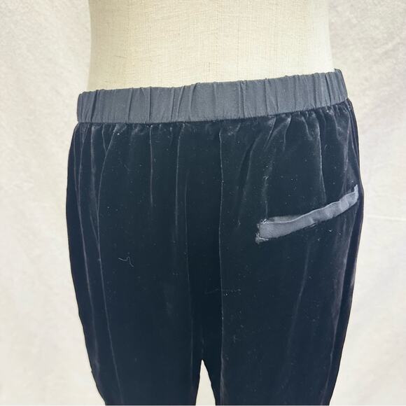 Eileen Fisher Black Crushed Velvet Tapered Ankle Pants Size Small Rayon/Silk - Picture 9 of 14